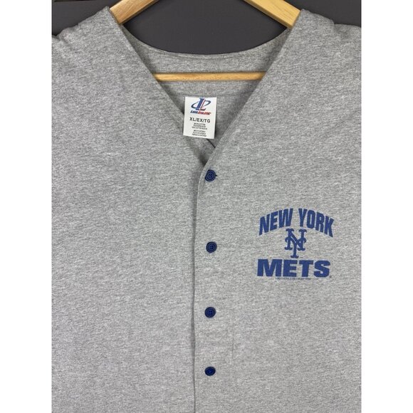 Vintage Y2K New York Mets MLB Baseball Grey Blue Jersey Shirt XL Logo Athletic - Picture 3 of 13